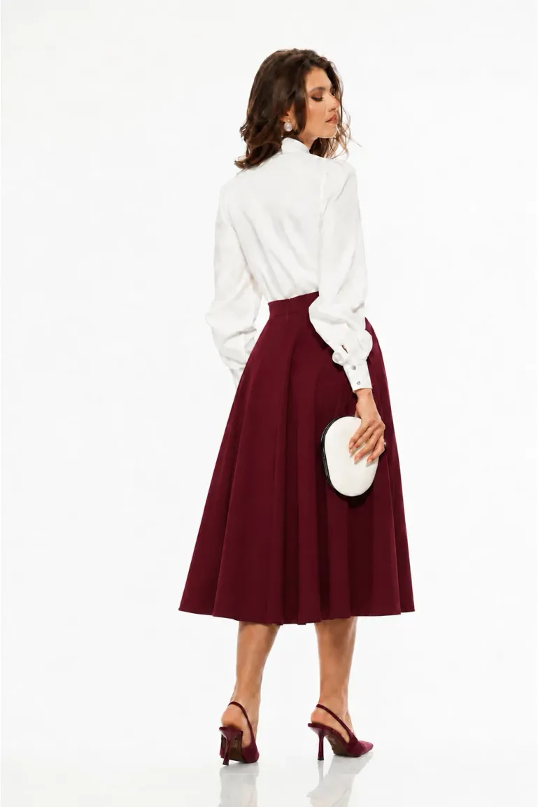 Fusta eleganta clos Fofy bordo midi cu buzunare laterale picture - 2