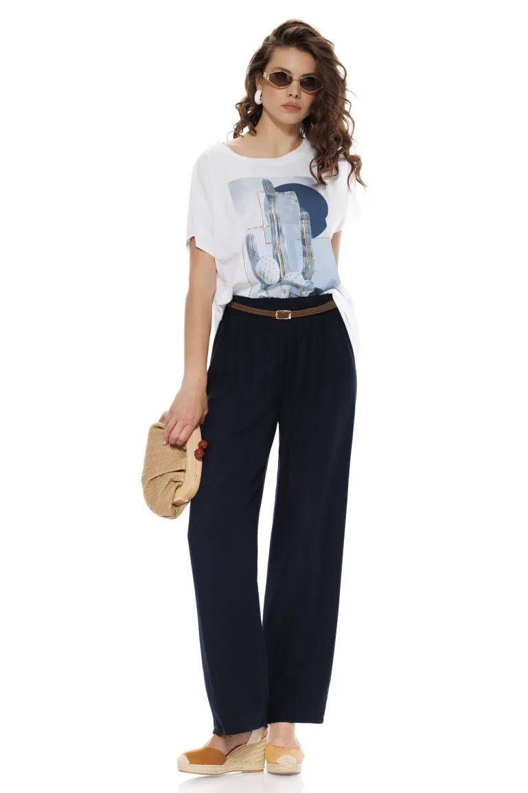 Tricou dama din bumbac premium pelicula aurie blue cactus safari summer 2026 picture - 2