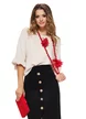Pulover dama crem cu maneca fluture si volanase picture - 1