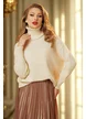 Pulover dama crem premium cu paiete fine argintii