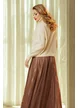 Pulover dama crem premium cu paiete fine argintii