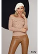 Pulover dama premium bej pe umeri cu nasturi metalici