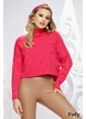 Pulover dama premium ciclame pe gat cu model grafic