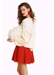 Pulover dama premium festiv crem cu maneci din dantela si paiete
