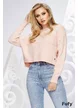 Pulover dama premium roz pe gat cu model grafic