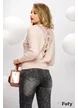 Pulover dama premium roz soft pufos cu insertie de dantela pe spate