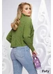 Pulover dama premium verde pe gat cu model grafic