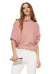 Pulover dama roz cu croi modern asimetric si maneca fluture