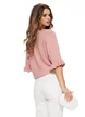 Pulover dama roz cu maneca fluture si volanase