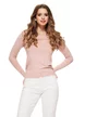 Pulover dama roz decolteu rotund din tricot premium supersoft