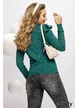 Pulover premium din casmir cu lana si bumbac verde cu volanase la umeri