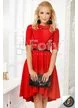 Rochie asimetrică roșie cu guler rotund