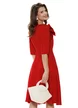 Rochie damă elegantă Fofy rosie clos cu fundă maxi și croi feminin fluid