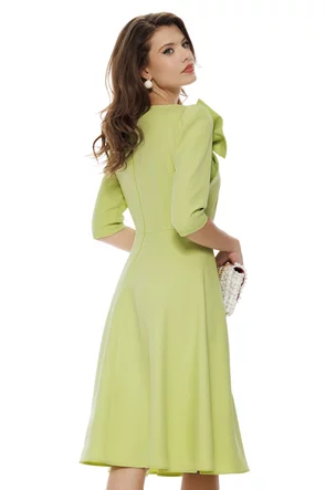 Rochie damă elegantă lime Fofy clos cu fundă maxi și croi feminin fluid