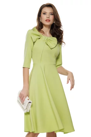 Rochie damă elegantă lime Fofy clos cu fundă maxi și croi feminin fluid
