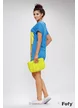 Rochie dama sport din bumbac albastru cu imprimeu galben si buzunare laterale