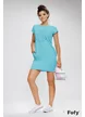 Rochie dama sport din bumbac bleu ciel cu imprimeu in relief si buzunare laterale