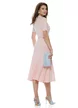 Rochie dama tricotata premium roz  cu nasturi sofisticati curea si plise structurat