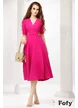 Rochie de ocazie ciclame in clos cu accesoriu auriu