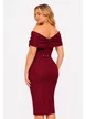 Rochie de ocazie eleganta bordo din neopren pe umeri si cristale maxi
