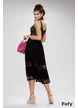 Rochie de plaja neagra din bumbac cu insertii de dantela si franjuri brodati in talie