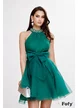 Rochie de seara eleganta din organza verde cu aplicatie de cristale la gat
