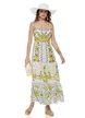 Rochie de vara alba lunga cu bumbac imprimeu mediteranean Amalfi cupe buretate