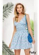 Rochie de vara bleu scurta cu bretele si elastice in talie