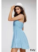 Rochie de vara bleu scurta  imprimeu floral cu bretele reglabile si elastice in talie