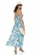 Rochie de vara din bumbac imprimeu floral alb cu albastru cupe buretate