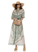 Rochie de vara lunga din bumbac imprimeu bohemian verde