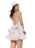 Rochie de vara mini cu volane intarite din bumbac imprimeu floral flori 3D picture - 2