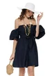 Rochie de vara scurta din bumbac bleumarin cu maneci bufante