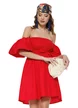 Rochie de vara scurta din bumbac rosu cu maneci bufante