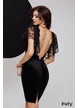 Rochie elegantă cu spatele gol Fofy din catifea cu maneci pretipase de din tul cu paiete