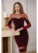 Rochie eleganta de ocazie Fofy de catifea bordo cu decupaje spectaculoase