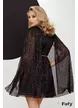 Rochie eleganta de seara din tul cu pliseu fin si fir de lurex negru