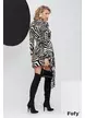 Rochie eleganta din crep elastic zebra cu fusta petrecuta si drapaj sofisticat