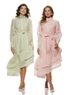 Rochie eleganta fistic din organza premium fusta asimetrica cu volane intarite