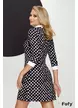 Rochie eleganta Fofy croi in A cu buline stilizate cu guler alb si brosa inclusa