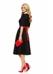 Rochie eleganta Fofy neagra cu guler alb  cu strassuri