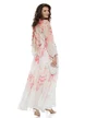 Rochie eleganta lunga din organza cu flori 3D si imprimeu floral piersichiu