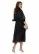 Rochie eleganta midi neagra din matase de tencel cu jabou elaborat