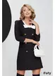 Rochie eleganta office neagra stil sacou cu fundita in constrast