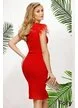 Rochie elegantă rosie cu decolteu adânc elastica  cu pene la umeri