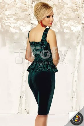Rochie Fofy  elegantă verde din catifea cu paiete