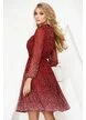 Rochie Fofy bordo plisată cu bulinuțe albe în degrade