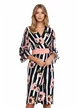 Rochie Fofy cu dungi  petrecuta flori roz