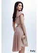 Rochie Fofy de ocazie roz din tafta satinata cu aplicatie de cristale di margele