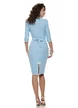 Rochie Fofy eleganta blue baby cu insertii albe si nasturi pretiosi tip bijuterie